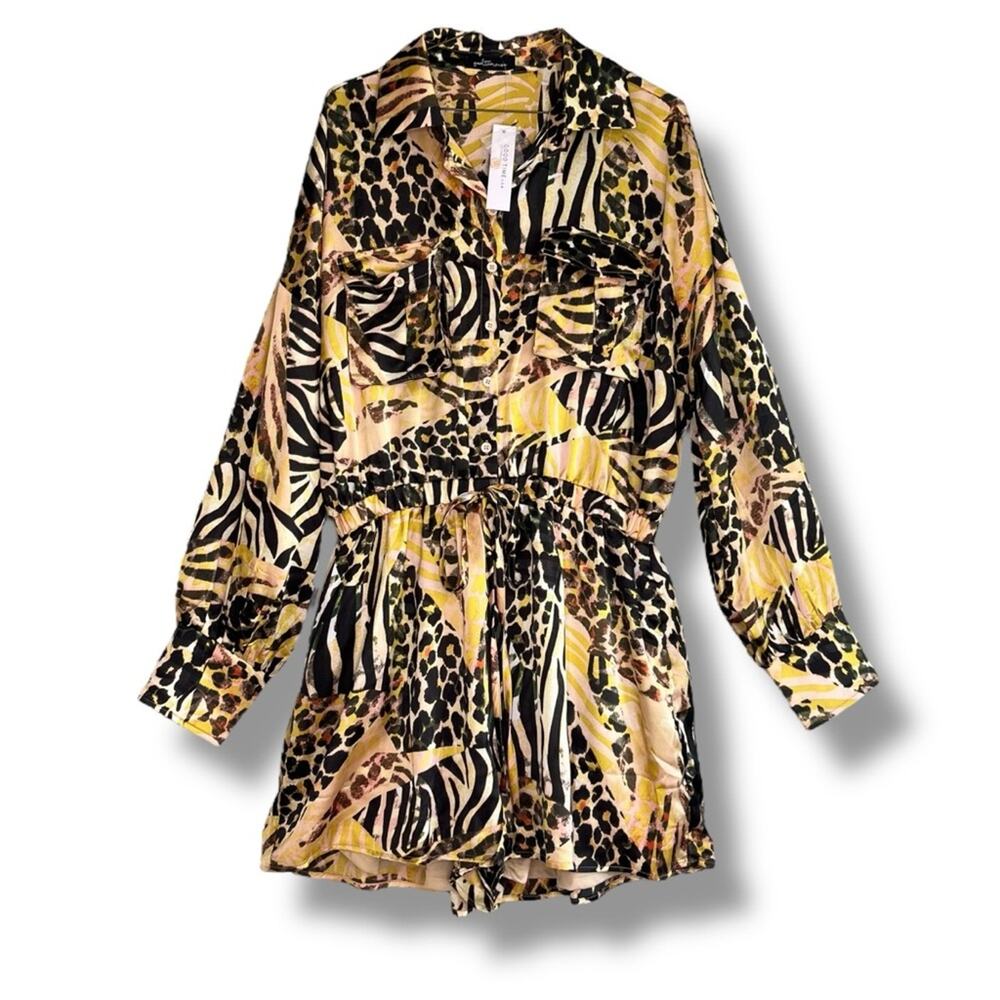 Goodtime U.S.A. mixed animal print long sleeve romper NEW - Picture 2 of 13